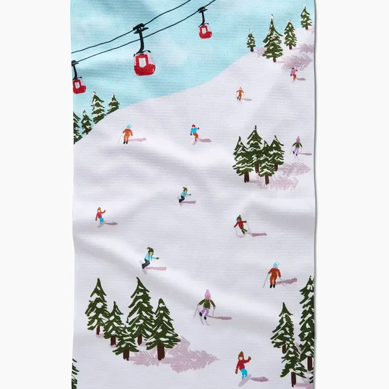 Geometry (Faire) Holiday Tea Towel -  Winter Skiing Trip