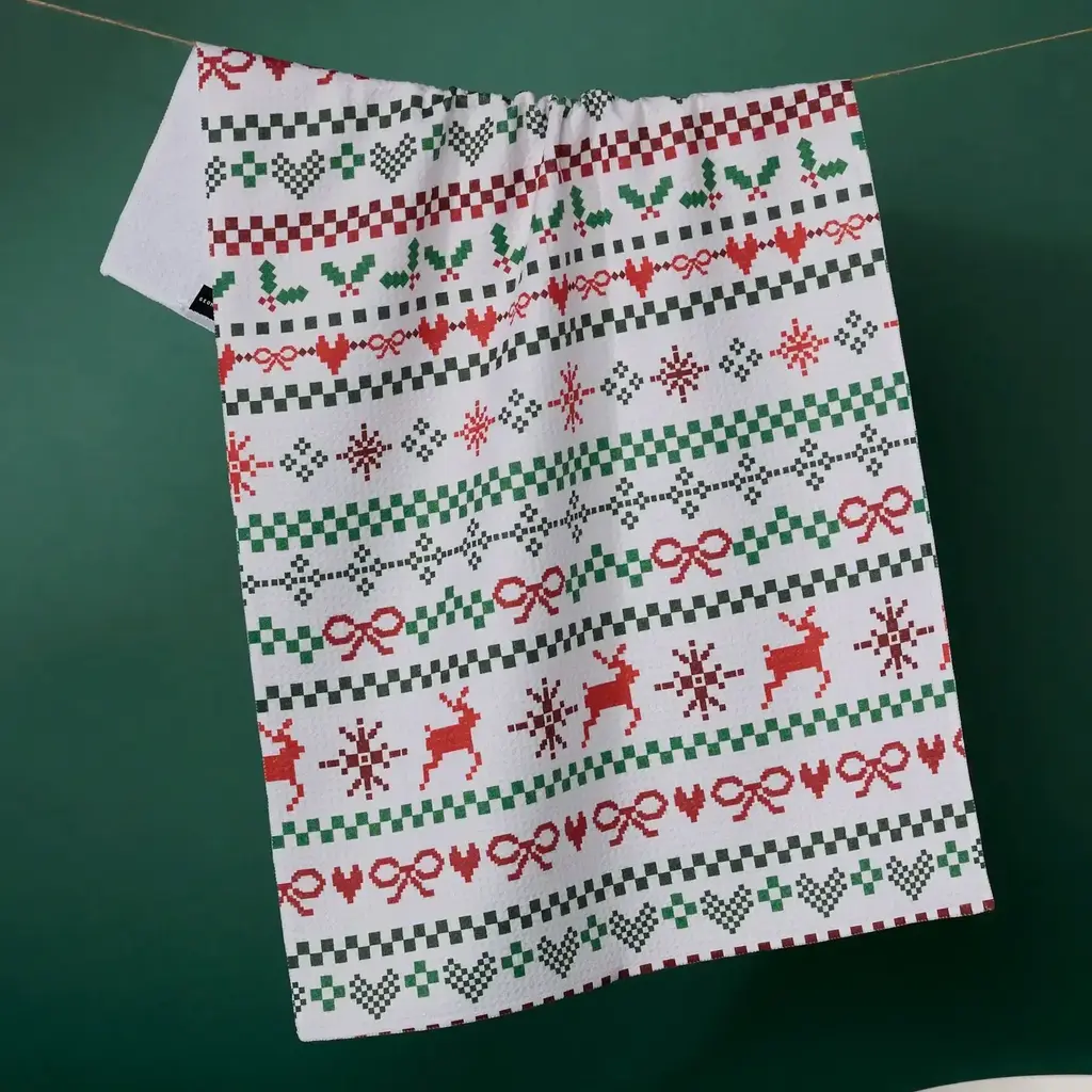 Geometry (Faire) Holiday Tea Towel -  Ugly Sweater Day