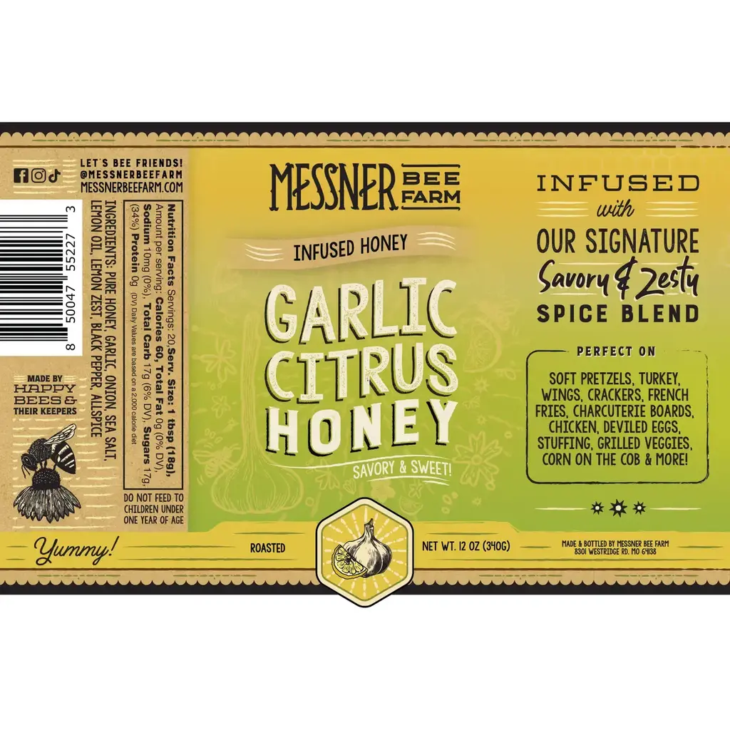 Messner Bee Farm Roasted Garlic Citrus Infused Honey
