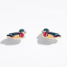 Larissa Loden Enamel Stud Earring - Wood Duck