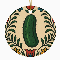Rainbow Unicorn Birthday Surprise Pickle Ceramic Ornament