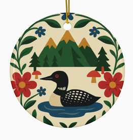 Rainbow Unicorn Birthday Surprise Loon Christmas Ornament