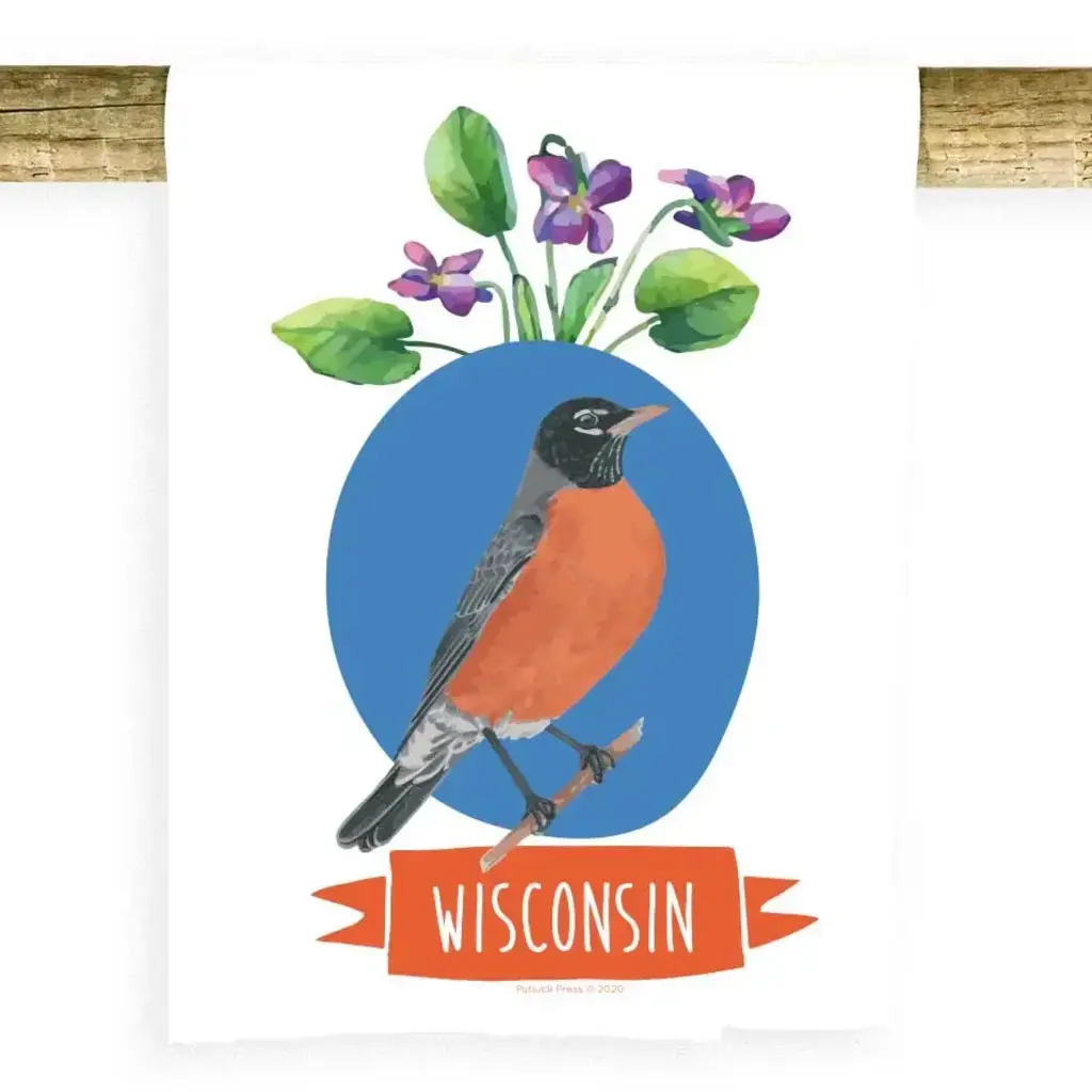 Potluck Press Towel - Wisconsin State Bird (Robin)