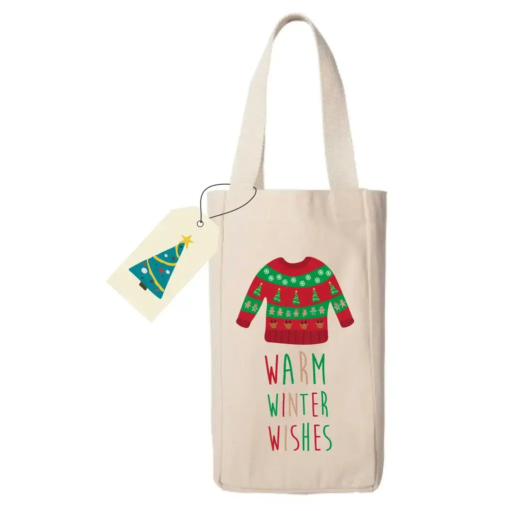 Potluck Press Wine Bag - Christmas Sweater Winter Wishes