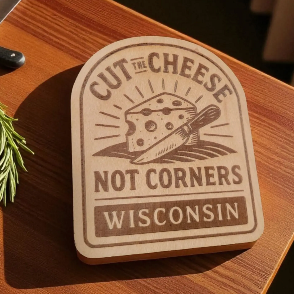 Ellie Joe Design Co. Wood Magnet- Cut the Cheese, Not Corners