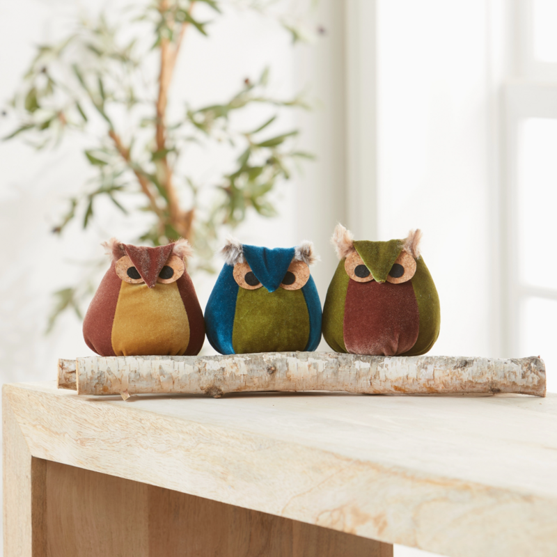 Your Heart's Content Whimsical Velvet Owls