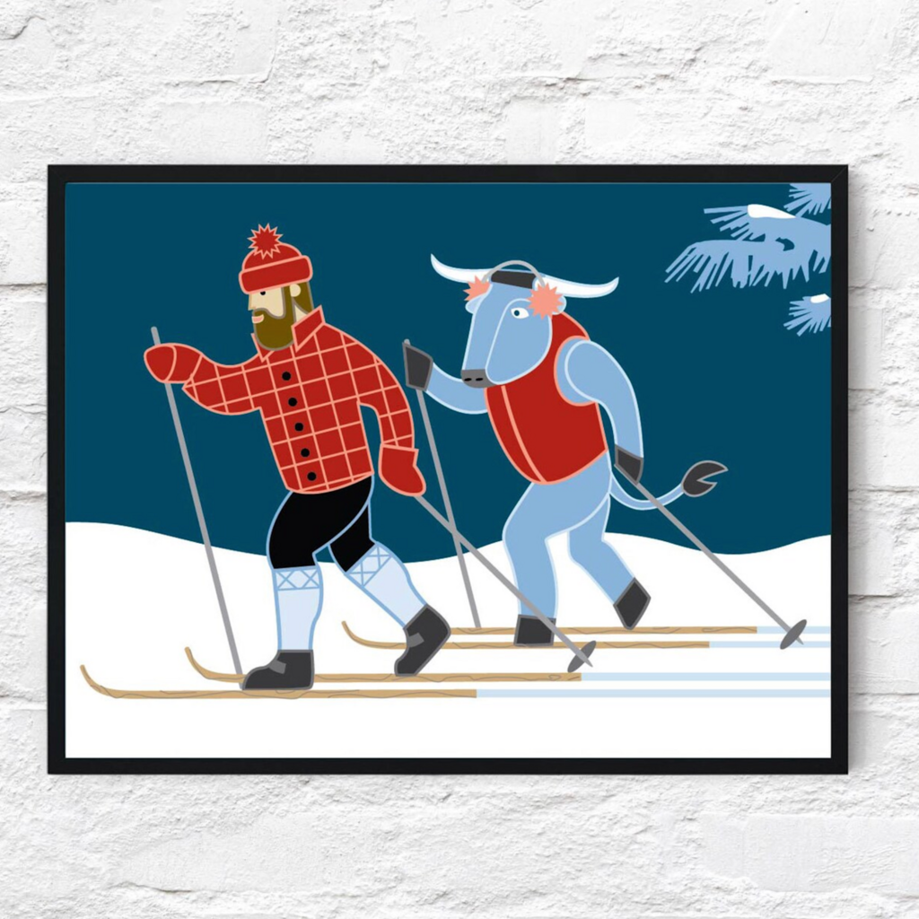 Cindy Lindgren Bunyan X Country Ski Print (16x20)