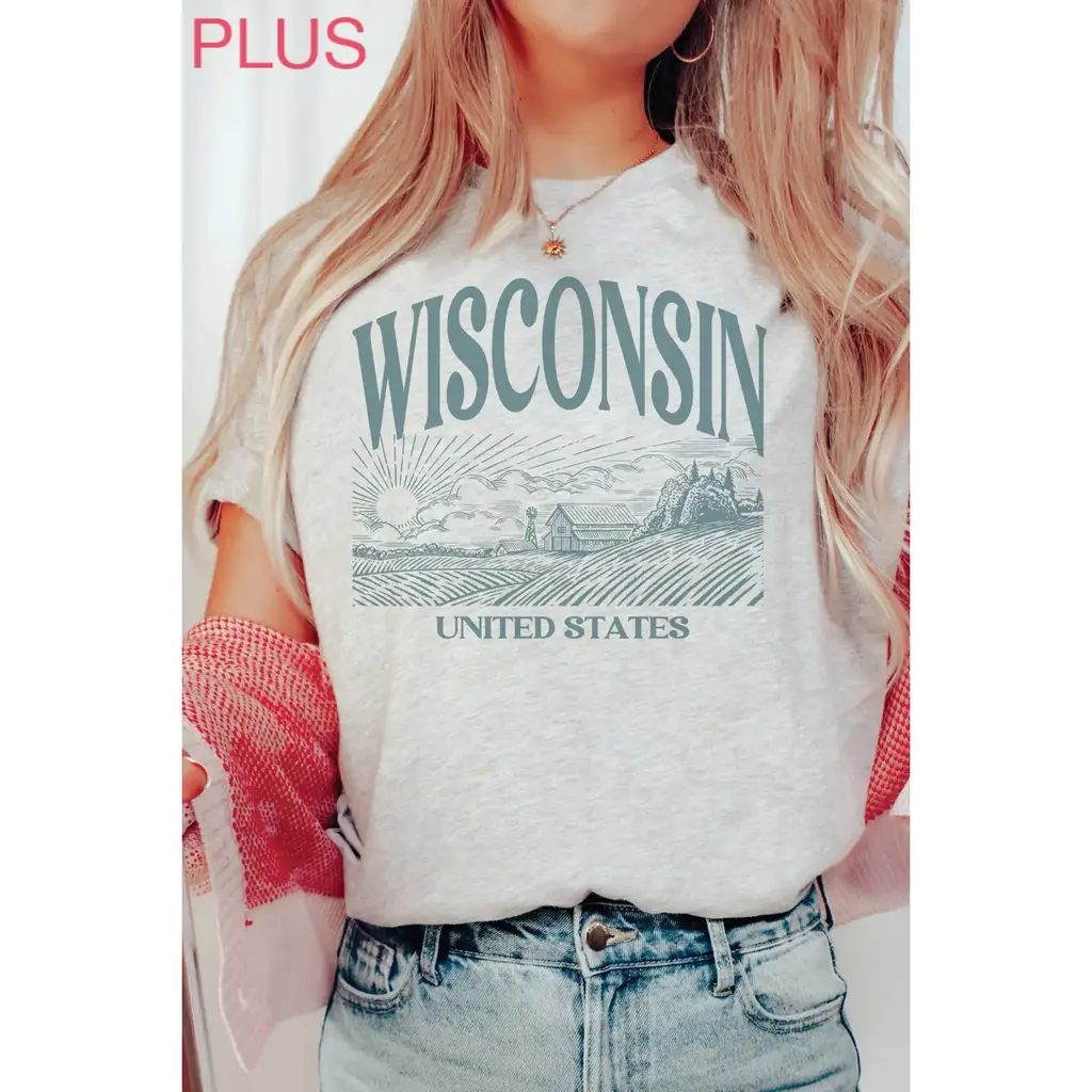 BLUME & CO (Faire) Wisconsin US Farm Scene Plus Size Tee -