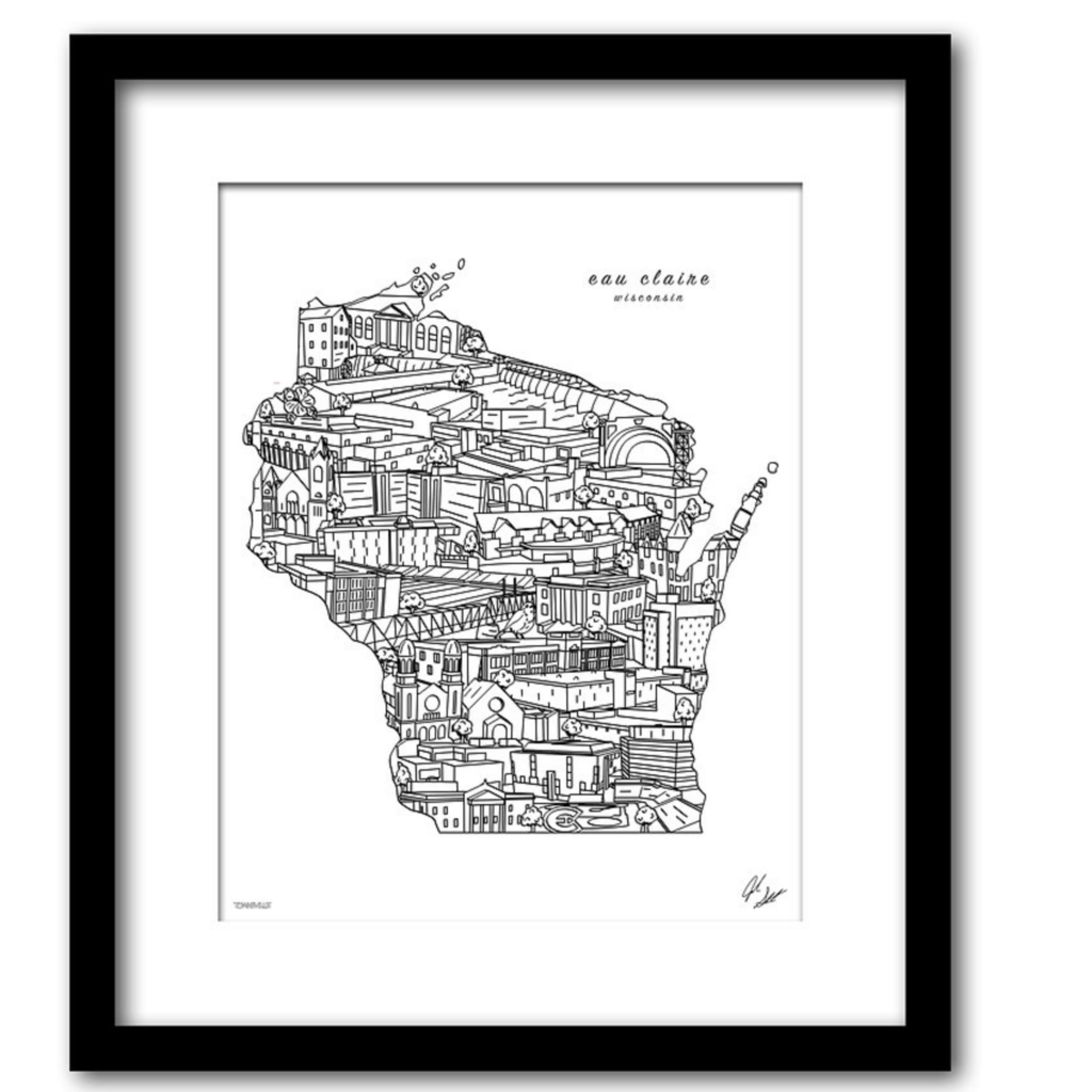 Townsville Art EC Wisconsin - Wall Decor Framed White Matted 8x10
