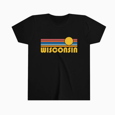 Hey Mountains Retro Sun Wisconsin Kid's T-Shirt Black -