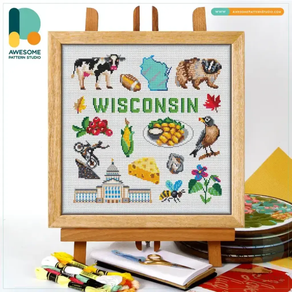 Awesome Pattern Studio Wisconsin Collection - Counted Cross Stitch Kit 2 (Size 145 x 144)