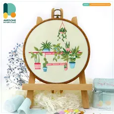 Awesome Pattern Studio Green House Plants Embroidery Kit