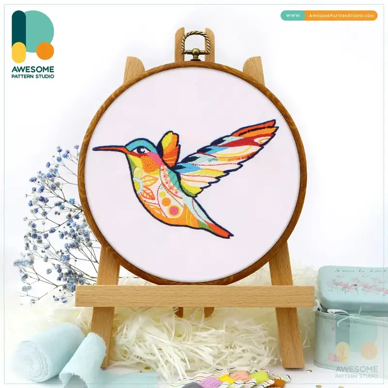 Awesome Pattern Studio Mandala Hummingbird Embroidery Kit