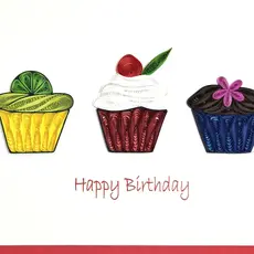 Iconic Quilling Quilling Greeting Happy Birthday 3 Cupcakes