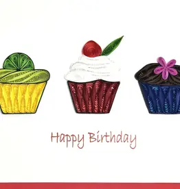 Iconic Quilling Quilling Greeting Happy Birthday 3 Cupcakes