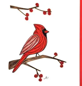 Iconic Quilling Quilling Greeting Cardinal with Red Berry