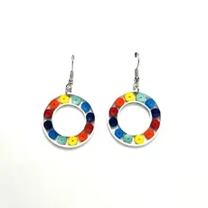 Iconic Quilling Quilling Earrings - Rainbow Dots