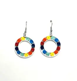 Iconic Quilling Quilling Earrings - Rainbow Dots