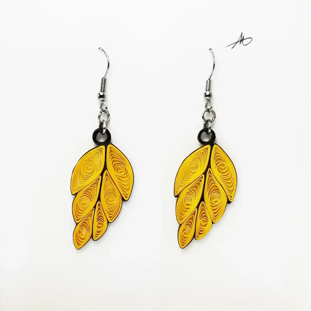 Iconic Quilling Quilling Earrings - Yellow Leaf