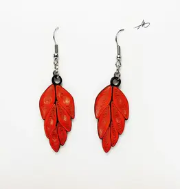 Iconic Quilling Quilling Earrings - Red Leaf