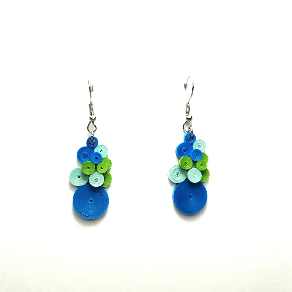 Iconic Quilling Quilling Earrings - Blue Green Bubbles