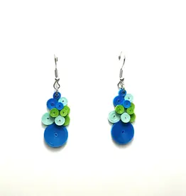 Iconic Quilling Quilling Earrings - Blue Green Bubbles