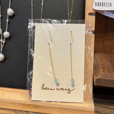 Helen Wang Jewelry Earrings - 14k Gold Filled Threaders Larimar Dominican Republic