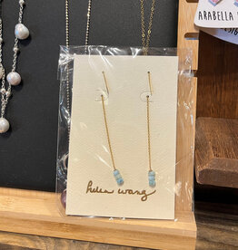 Helen Wang Jewelry Earrings - 14k Gold Filled Threaders Larimar Dominican Republic