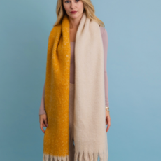 Leto Accessories Two Tone Tassel Scarf (Mustard/Cream)