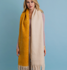 Leto Accessories Two Tone Tassel Scarf (Mustard/Cream)
