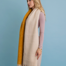Leto Accessories Two Tone Tassel Scarf (Mustard/Cream)