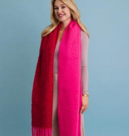 Leto Accessories Two Tone Tassel Scarf (Red/Pink)