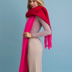 Leto Accessories Two Tone Tassel Scarf (Red/Pink)