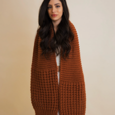 Leto Accessories Waffle Knit Edge Scarf (Brown)