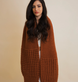 Leto Accessories Waffle Knit Edge Scarf (Brown)
