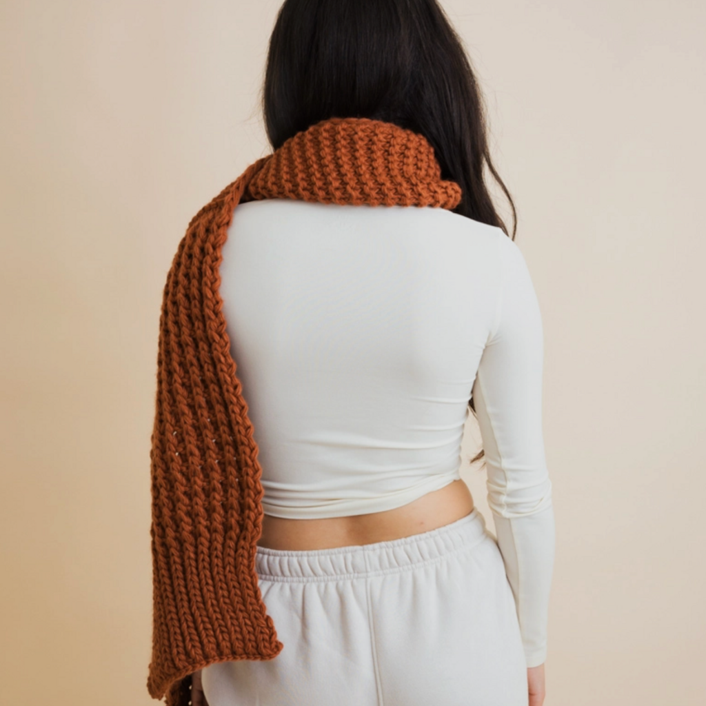 Leto Accessories Waffle Knit Edge Scarf (Brown)