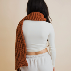 Leto Accessories Waffle Knit Edge Scarf (Brown)
