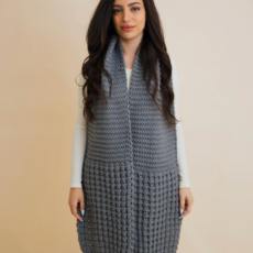 Leto Accessories Waffle Knit Edge Scarf (Grey)