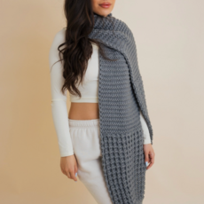 Leto Accessories Waffle Knit Edge Scarf (Grey)