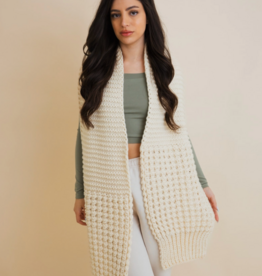 Leto Accessories Waffle Knit Edge Scarf (Ivory)