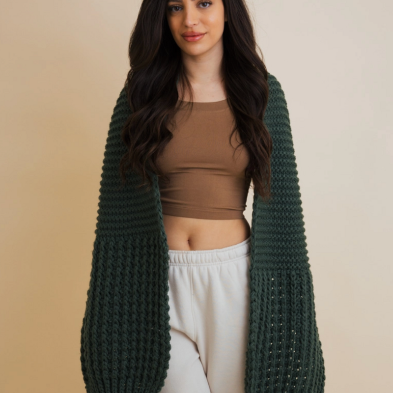 Leto Accessories Waffle Knit Edge Scarf (Olive)