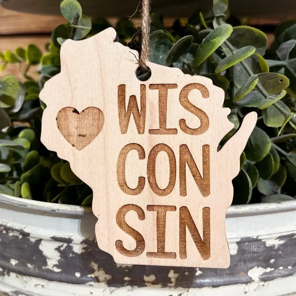 The Farmer's Wife Heart Wisconsin Ornament