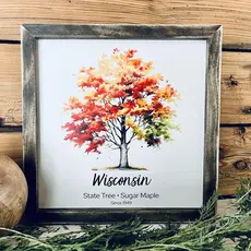 The Farmer's Wife Wisconsin State Tree Autumn Sugar Maple - Wood Sign