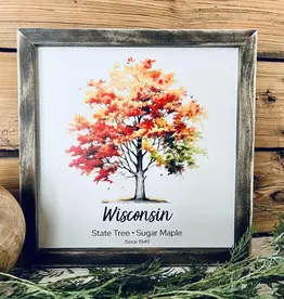 The Farmer's Wife Wisconsin State Tree Autumn Sugar Maple - Wood Sign