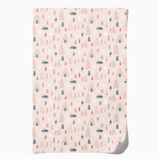 Red Cap Cards Holiday Wrapping Paper - Pink Trees