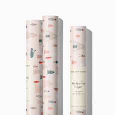 Red Cap Cards Holiday Wrapping Paper - Pink Trees