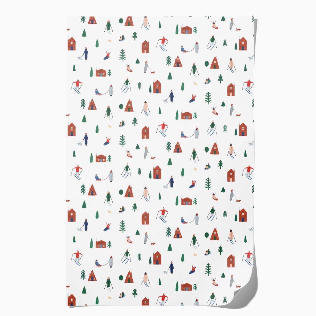 Red Cap Cards Holiday Wrapping Paper - Snow Day