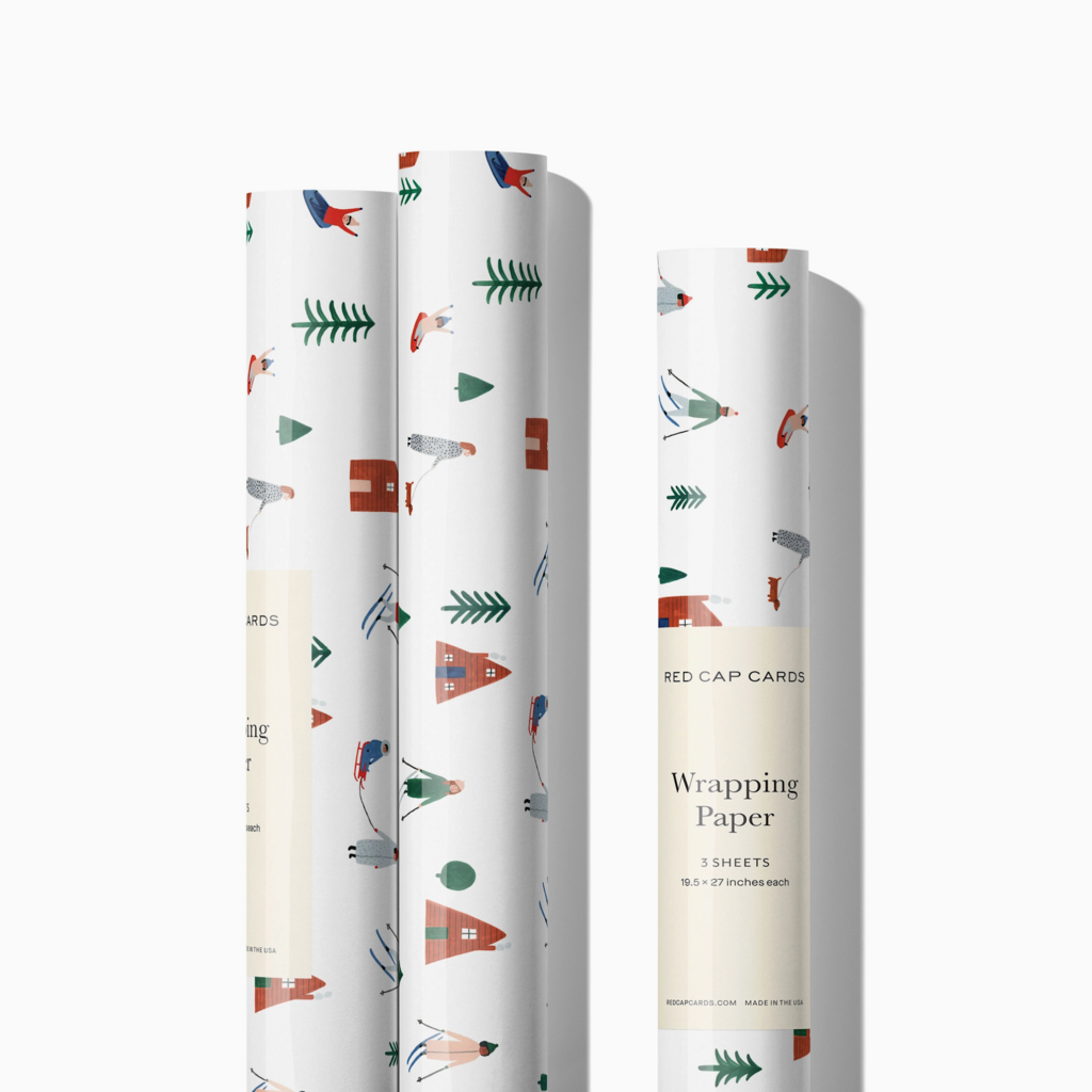 Red Cap Cards Holiday Wrapping Paper - Snow Day