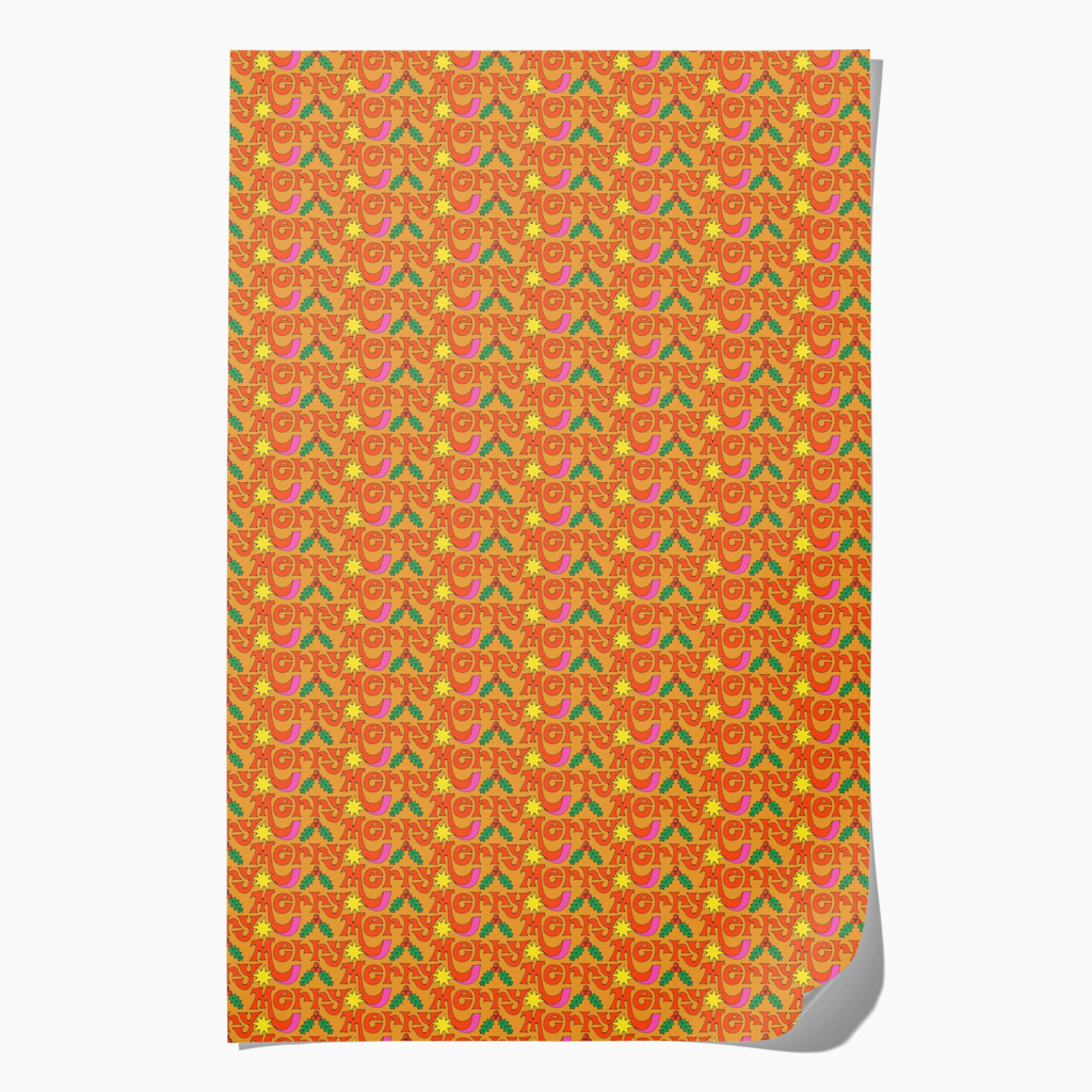 Red Cap Cards Holiday Wrapping Paper - Merry