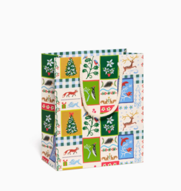 Red Cap Cards Holiday Gift Bag - Patchwork Christmas (Medium)